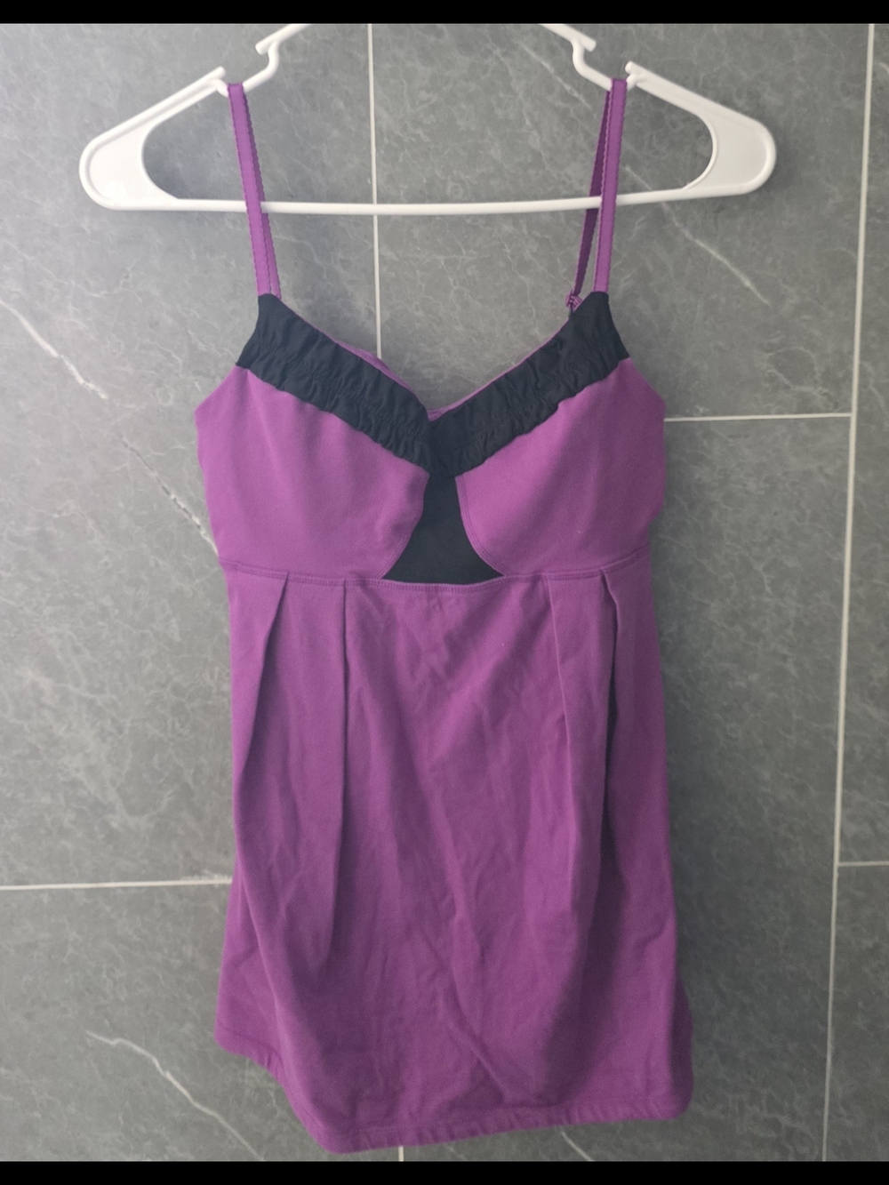 Lululemon Yogi Dance Tank Top Purple Black Ruched Size 4